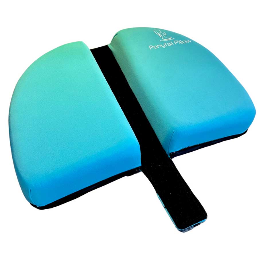 front view of a pillow for ponytail confort, ideal for yoga, pilates and workouts